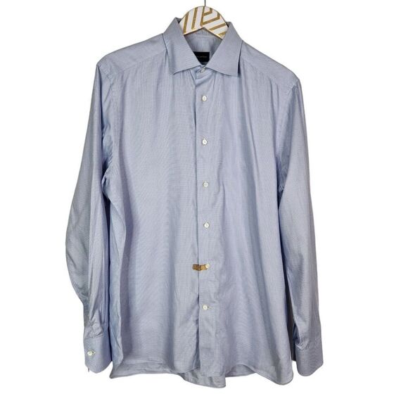 Ermenegildo Zegna Other - ERMENEGILDO ZEGNA Shirt Mens Medium Blue Button Tailored Fit Dress Shirt